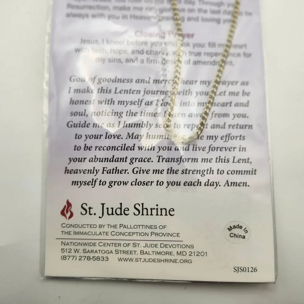 St Jude Shrine Our Lenten Journey Jesus Christ Cross Necklace Prayer Card Sealed